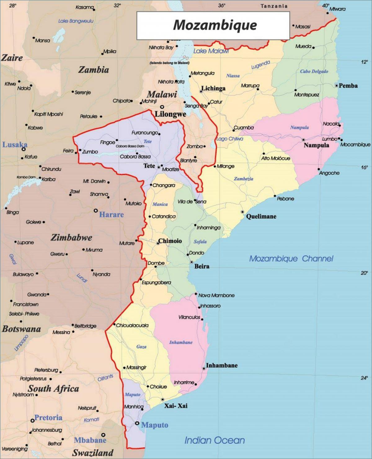 Mozambique pampulitika mapa
