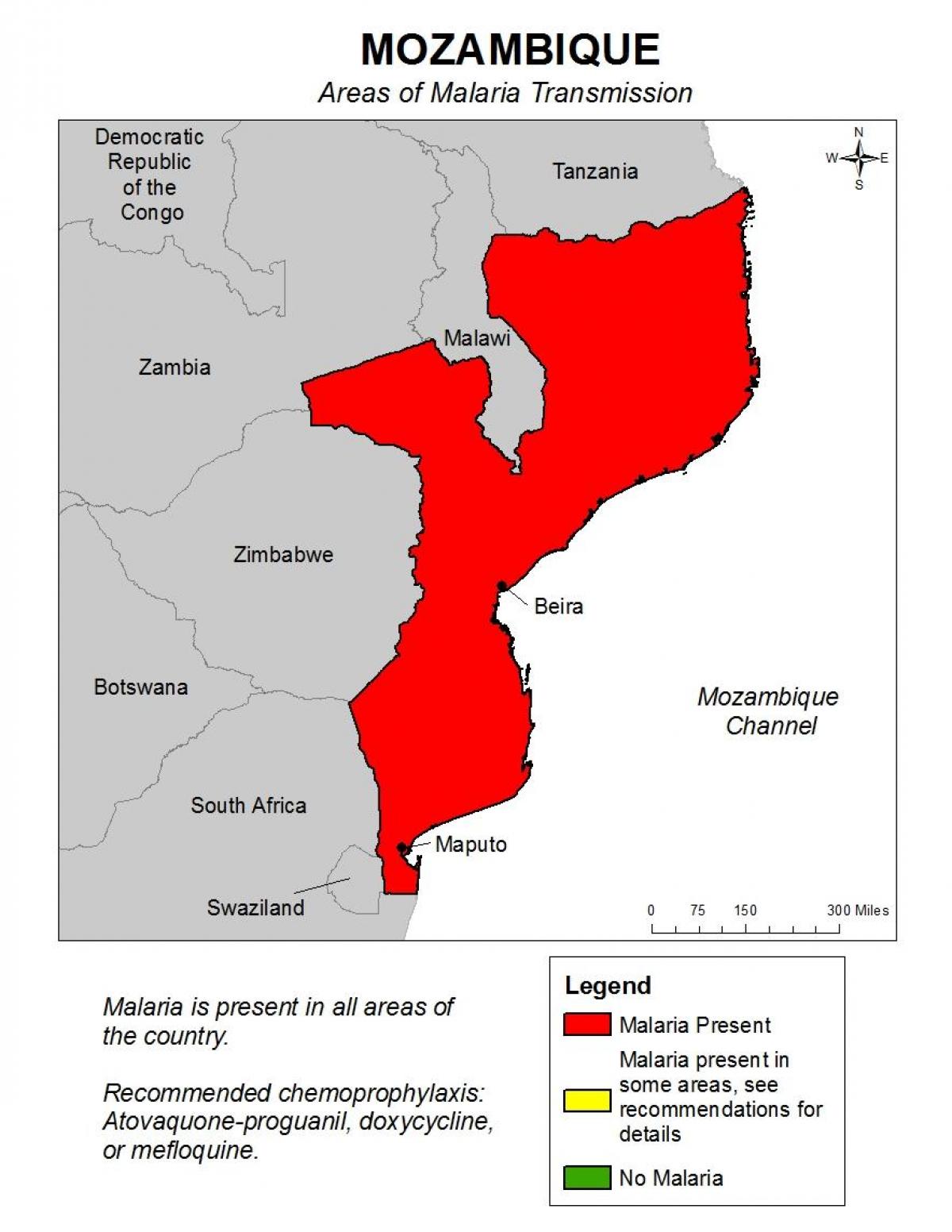 mapa ng Mozambique malarya