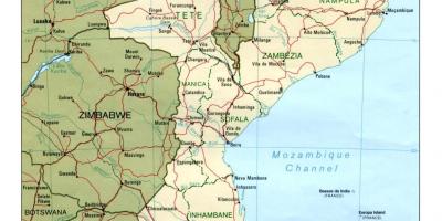 Mapa ng Mozambique detalyadong mapa