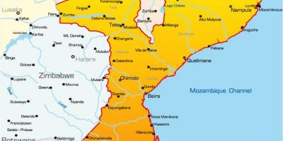 Mapa ng Mozambique mapa na may mga distansya