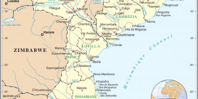 Mga paliparan sa Mozambique sa isang mapa